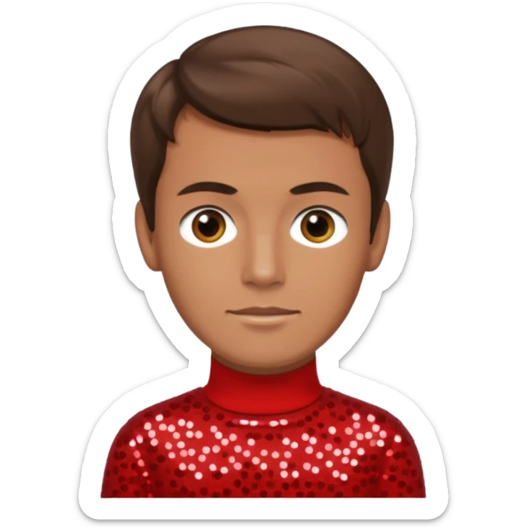 Murray Cook from The Wiggles with brown hair, red sequin skivvy shirt sticker