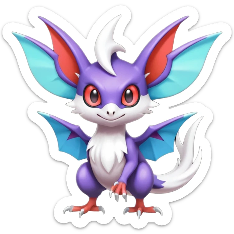 Shiny Cute Noibat-Noivern-Silvally-Fakémon-hybrid-creature (full body)  sticker