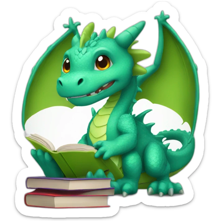 dragon with book sticker