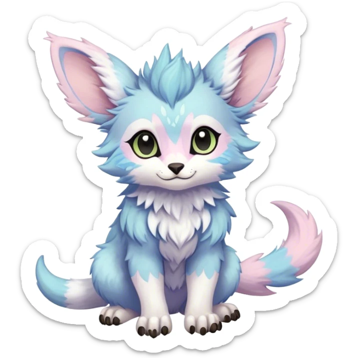 Feral Rare Fantasy cute pastel Vernid-Trico-species by LiLaiRa, random markings, tufted ears, full body sticker