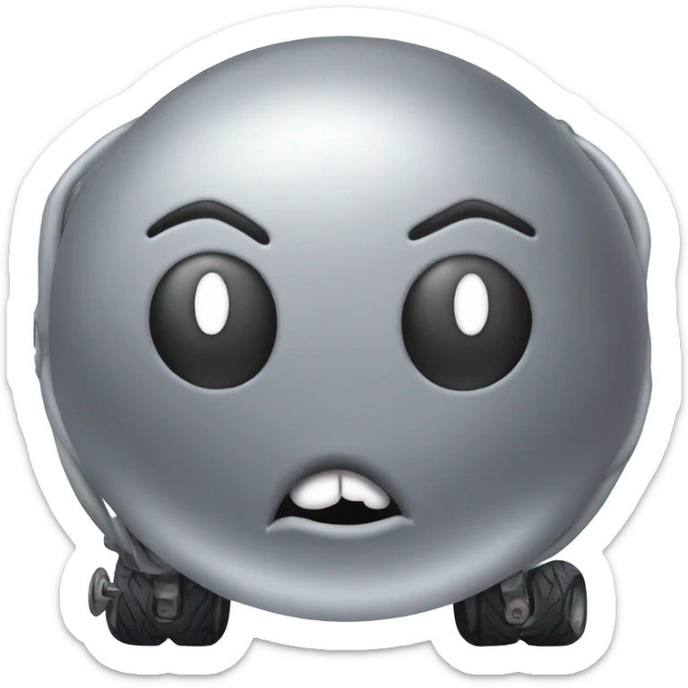 Metal cute mad Kirby bubble Gray ball driving on car wheels with mad eyebrows game sticker
