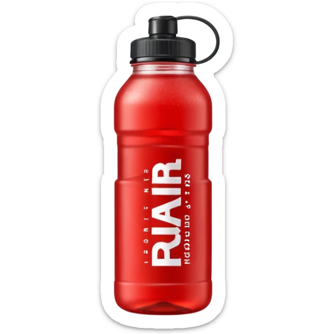 A red bottle of sports drink “prime hydration” with a black cap and large lettering sticker