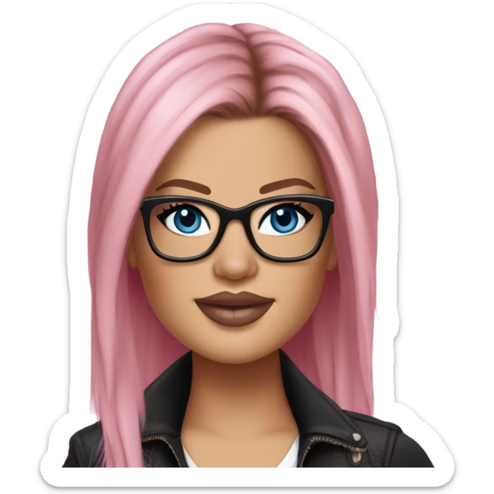 Photo Realistic khloe kardashian stylish pink hair BLUE eyes and glasses rock chick sticker