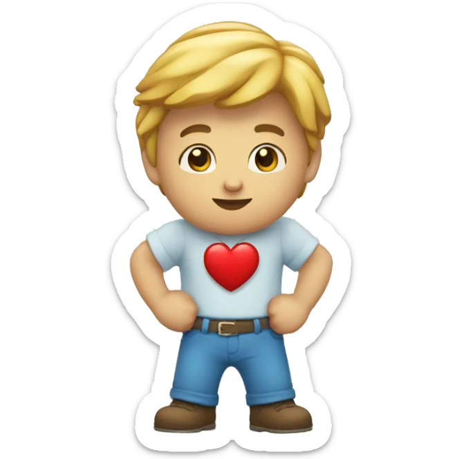 Un personnage qui met son poing sur son coeur sticker