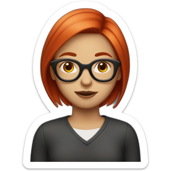 girl with straight red dyed hair and glasses  sticker