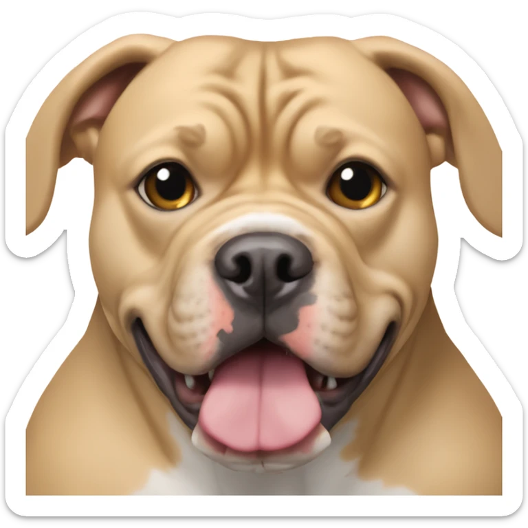 American Bully with cropped ears and a girl with shoulder-length blond hair sticker