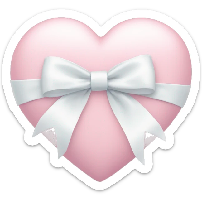 Pastel pink heart with white bow sticker