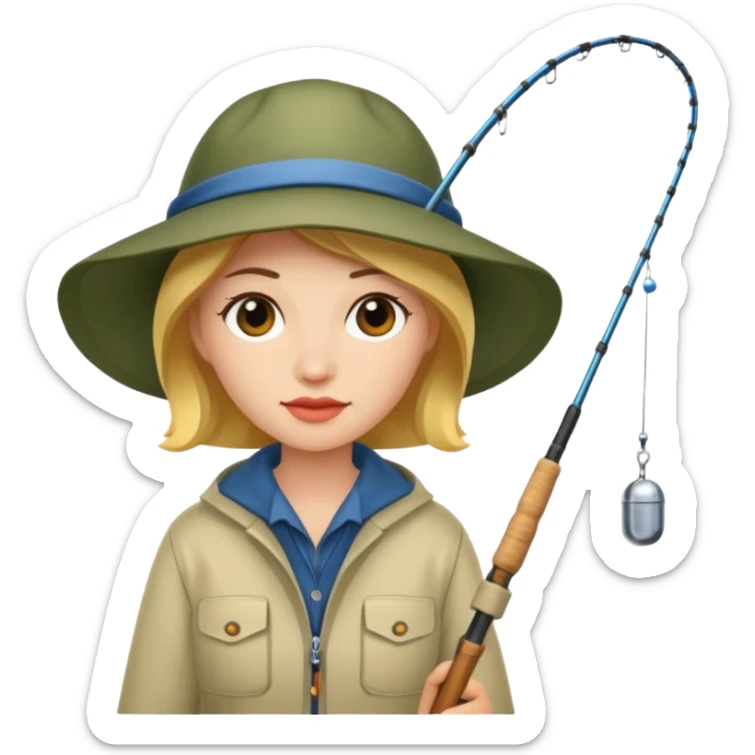 a fisherwoman with a fishing rod sticker
