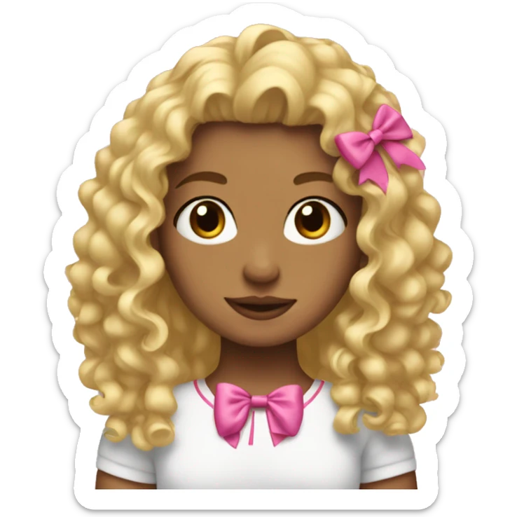 blonde girl with pink bows in the hair and the hair is curly sticker