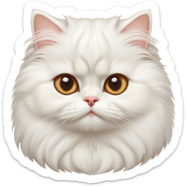 cinematic-adorable-big-eyed-fluffy-solid white-persian-cat-portrait-emoji,-head-tilted-playfully-with-a-sweet-expression,-fluffy-solid white-fur,-simplified-yet-irresistibly-cute-features-with-large,-expression, solid ginger persian cat, chest vicible sticker