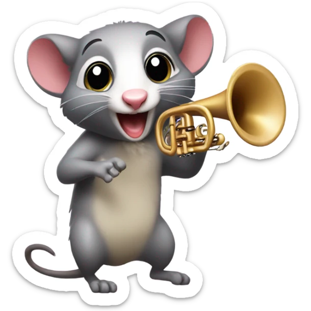 Possum playing trumpet sticker