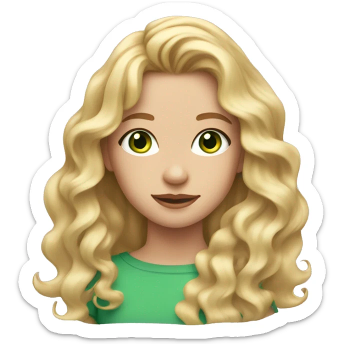 girl with wavy long blonde hair, green eyes, hoop earrings and fair skin sticker