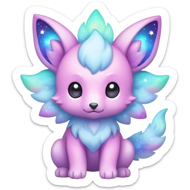 Cute adorable kawaii colorful pastel nebula fantasy animal hybrid Fakemon full body sticker