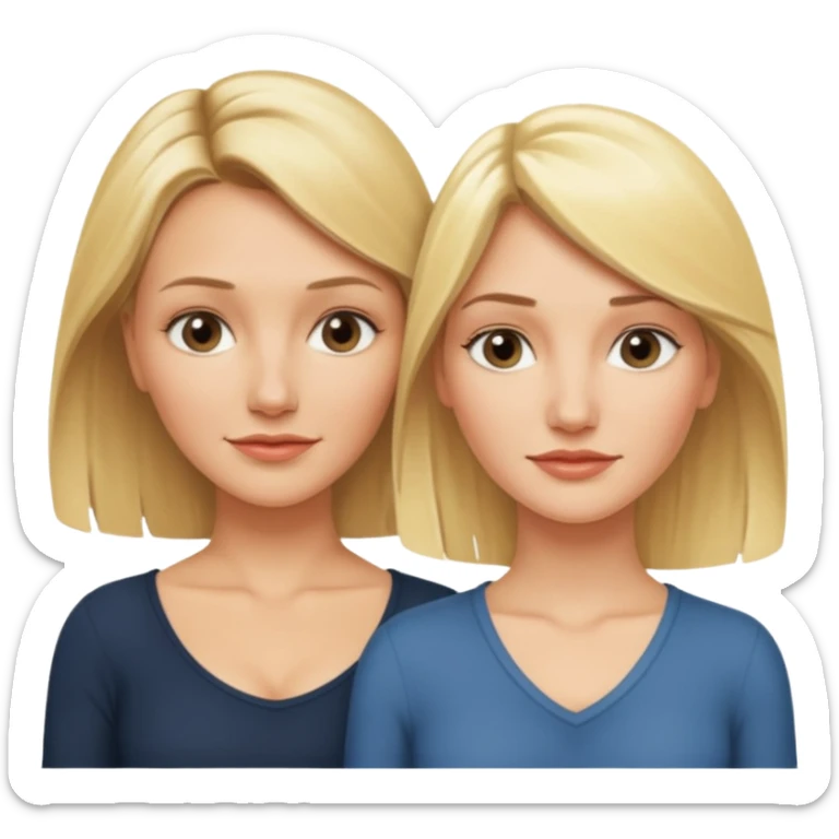 i want an emoji with 2 longue hair blonde girls like the movie "the holiday" They are not touching each other. One is Cameron Diaz, the tother Kate Winslet. They are friends. sticker
