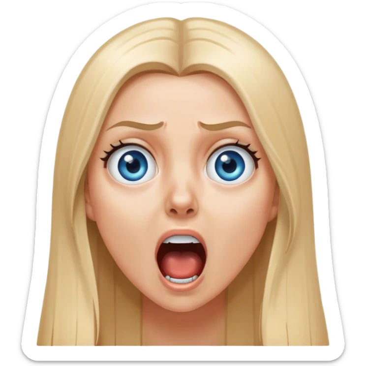 beautiful white girl with long straight blonde hair blue eyes screaming scared terrified  sticker