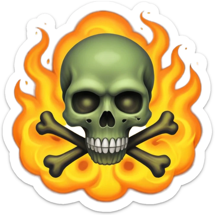a poisonous cloud of gas, dark swamp color, with an image of a skull and two crossed bones behind the skull sticker
