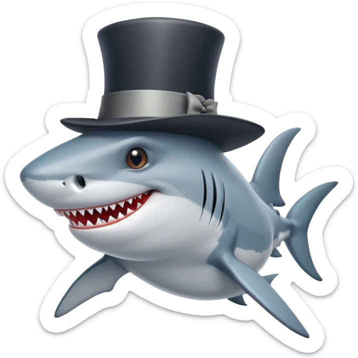 Shark with a top hat sticker