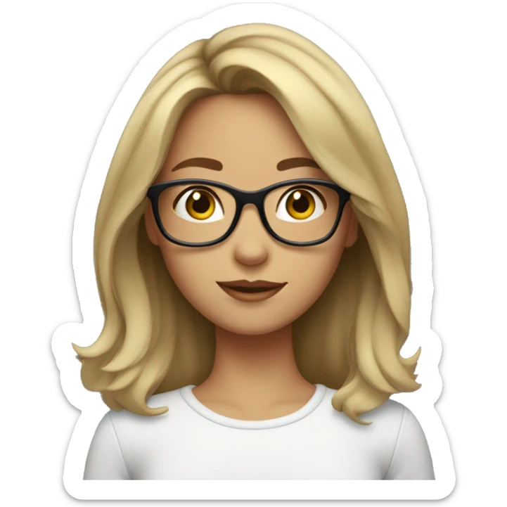 A girl with dark blonde medium length hair and glasses  sticker