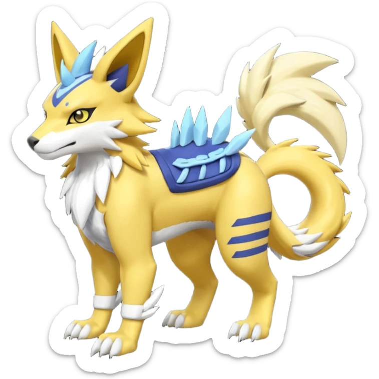 Zeraora-Amaura-Renamon-Lombax-Weregarurumon-fusion-creature (full body sticker