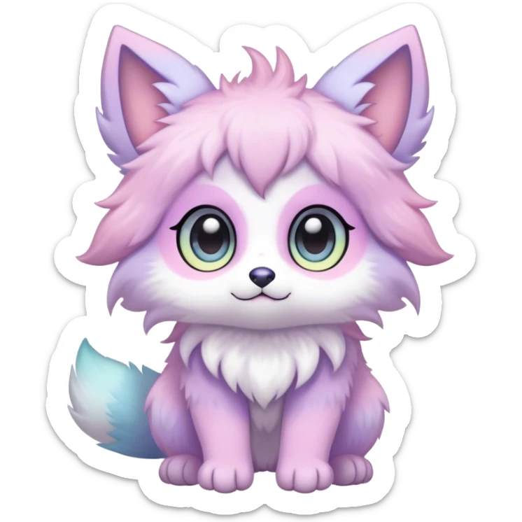 Kawaii pastel colorful ethereal anthro fursona Fakemon sticker