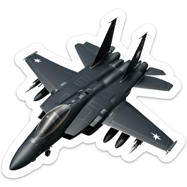 American F15, strict top-down orthographic view, silhouette clarity over realism sticker