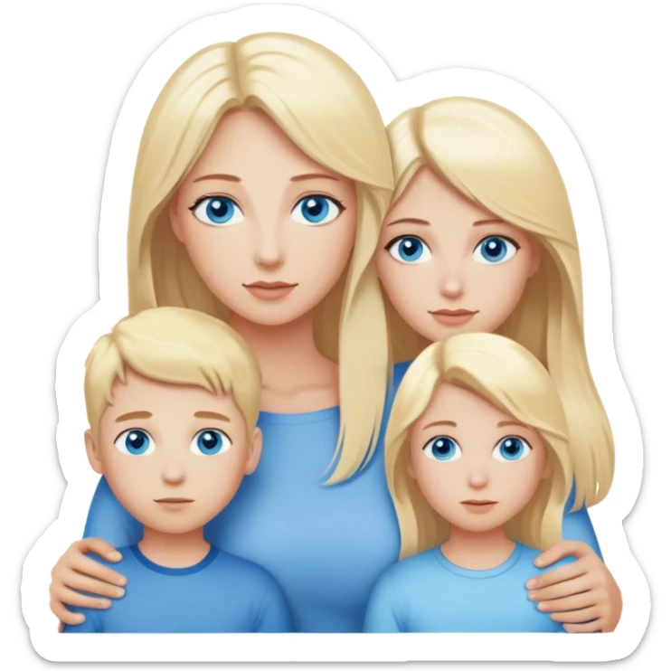Mom with blonde hair blue eyes with son and daughter blonde hair blue eyes  sticker