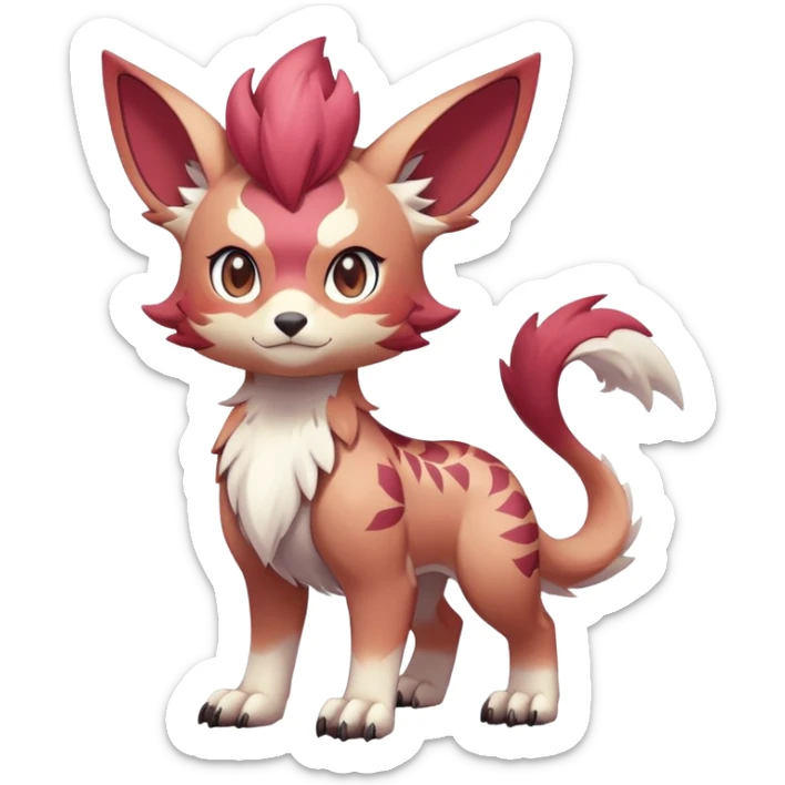 Vibrant Male cute cool anime-styled Falvie-Fionbri-fantasy-creature-Fakémon-Pokémon, full body, with markings sticker