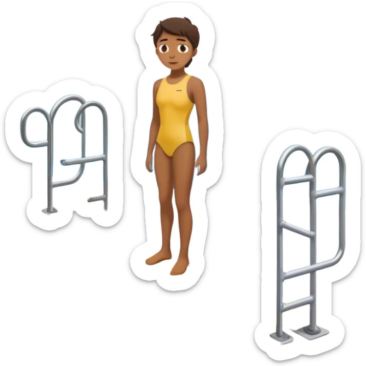 A person standing at the edge of a diving board, looking nervous. Below them is a pool of water labeled “Confidence.” Instead of hesitating, they count 5-4-3-2-1 and jump in, representing taking action despite fear.  sticker