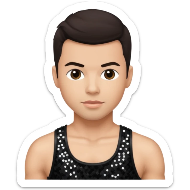 Jordan Knight from NKOTB with light skin, dark brown hair, black sequin crop top sticker