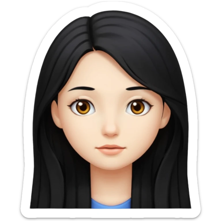 A girl with long black hair and fair skin sticker