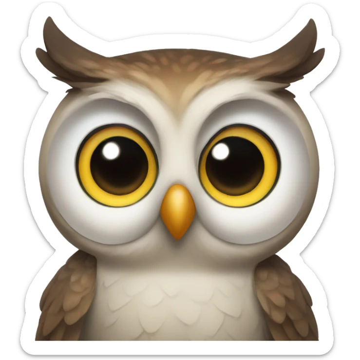 cute owl with huge eyes  sticker