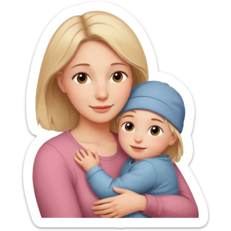 A loving mother holding her young child in her arms, warm natural light coming through a window, soft smile, emotional connection, candid moment, realistic photography, shallow depth of field, high resolution, warm tones
 sticker