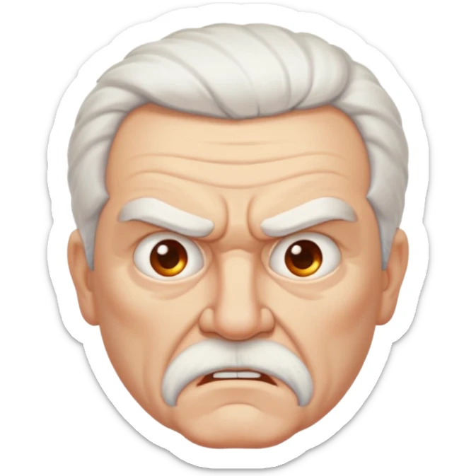 Angry older white male Italian angel cartoon face sticker