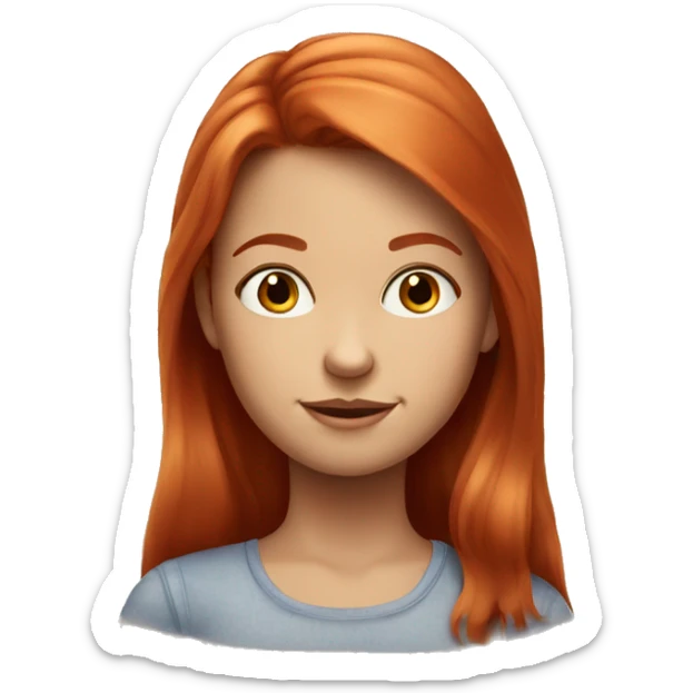 realistic portrait of red-haired girl with a smirk on her face  sticker