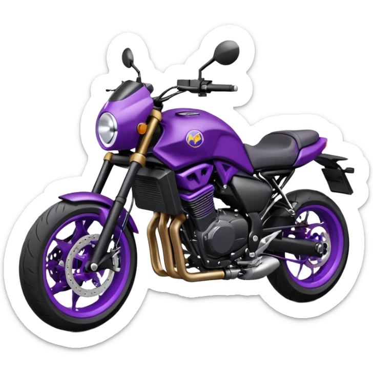 Créer un emoji copiable sur mon système iOS avec une moto mt07 noir mate nacré violet foncée. Mets une nuance intense de le violet foncée et le style de la mt07 doit être en roadster  sticker