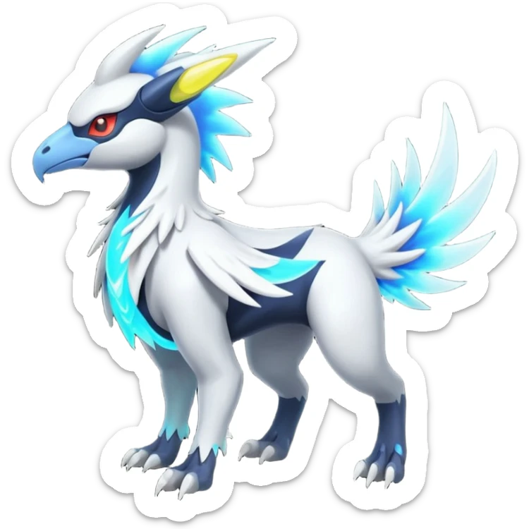 Neon Vibrant Pulsating Trail-glowing Chromatic Trico-Absol-Kyurem-Silvally-fusion-hybrid sticker