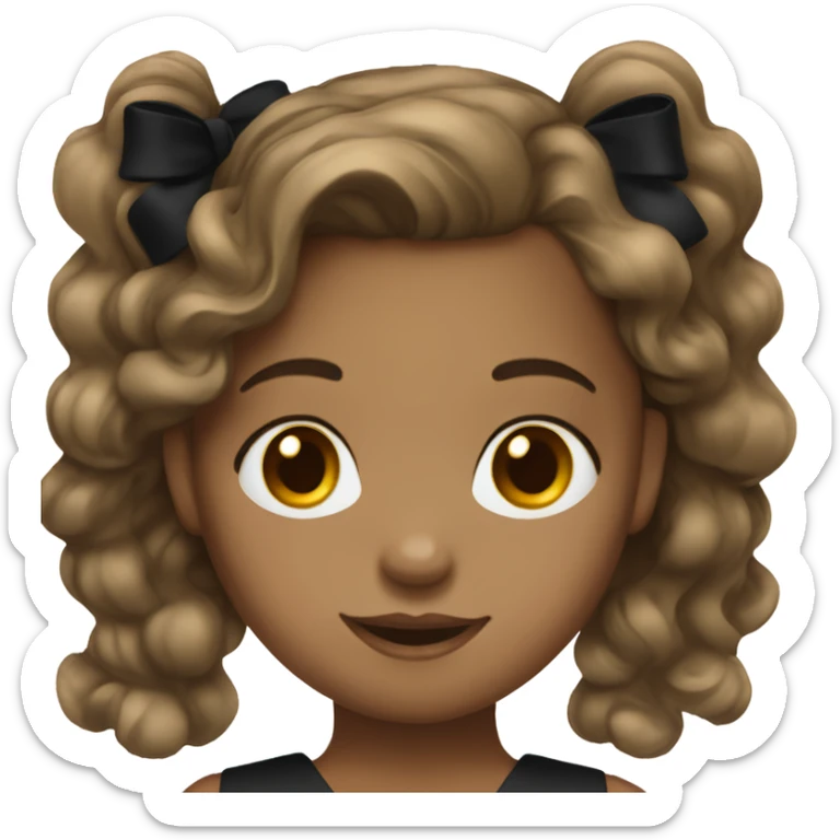 Straight wavy hair medium skin tone girl with bow tie black dress  sticker