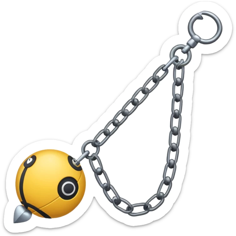 make japan weapon named "kusarigama" like hoe with chain and ball at the end of chain sticker