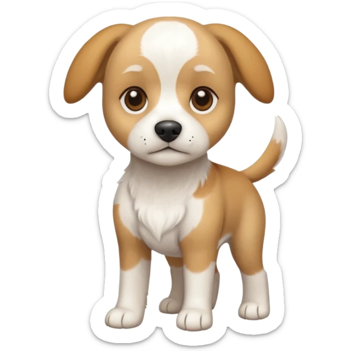 a full body white beagle x maltese x chi dog the size of a kelpie with light brown ears and a light brown patch on one eye sticker