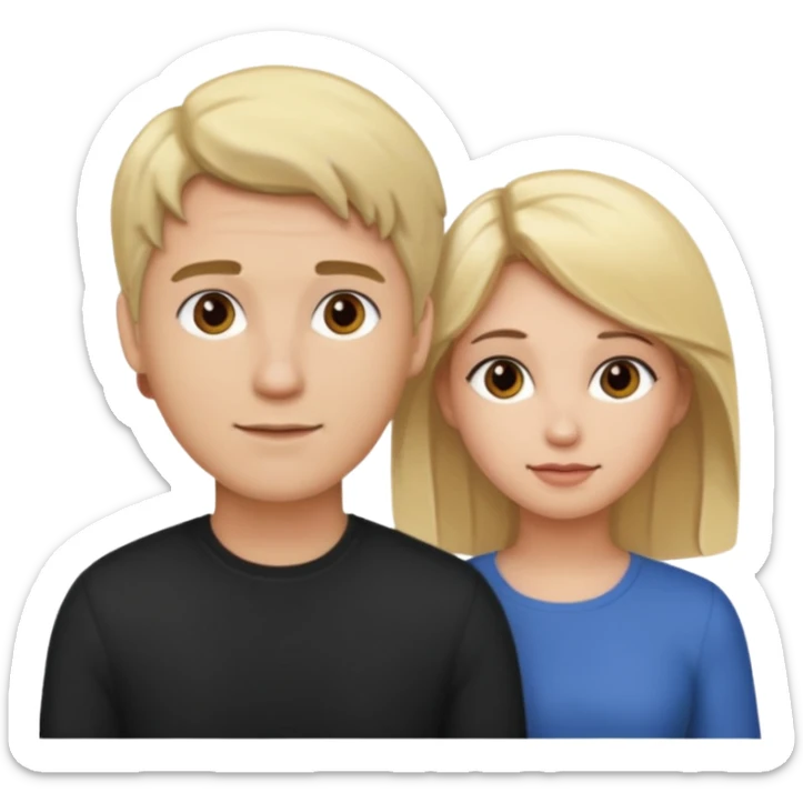 couple male blonde hair female dark brown hair sticker