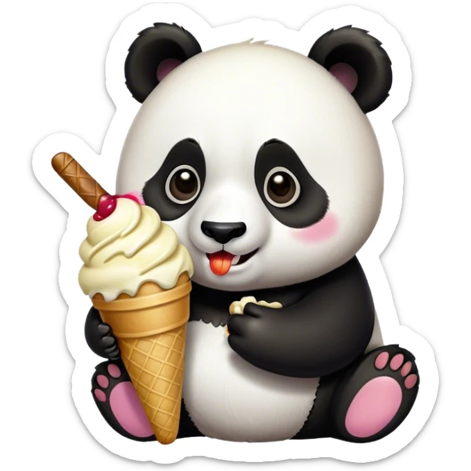 Panda eating ice cream sticker