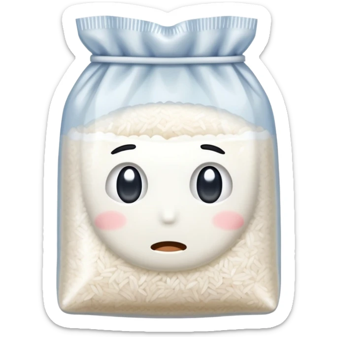 Sad bag of rice in a small ziplock bag. The rice is powdery sticker