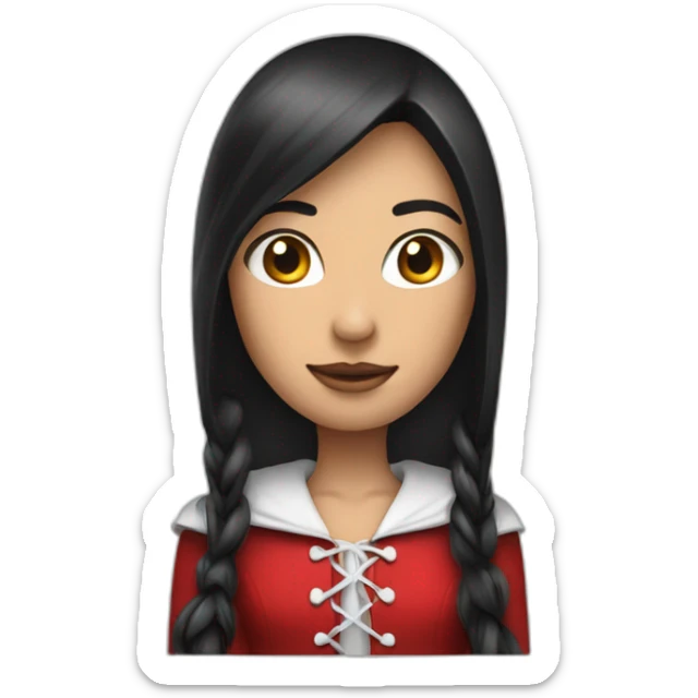 red-ridding-hood-long-straight-black-hair-with-white-streak-hair sticker