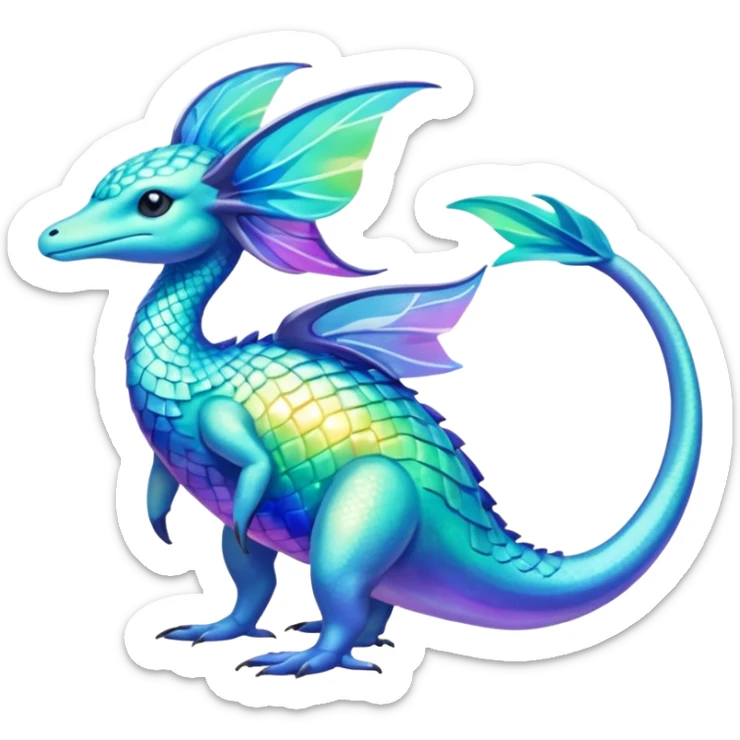 Shiny Exotic Colorful Amaura-Aurorus-Fakémon-hybrid-creature (full body)  sticker