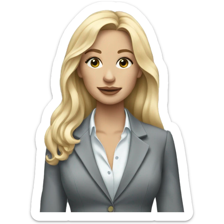 Blonde long hair Tiffany jewellery seller in a grey suit sticker