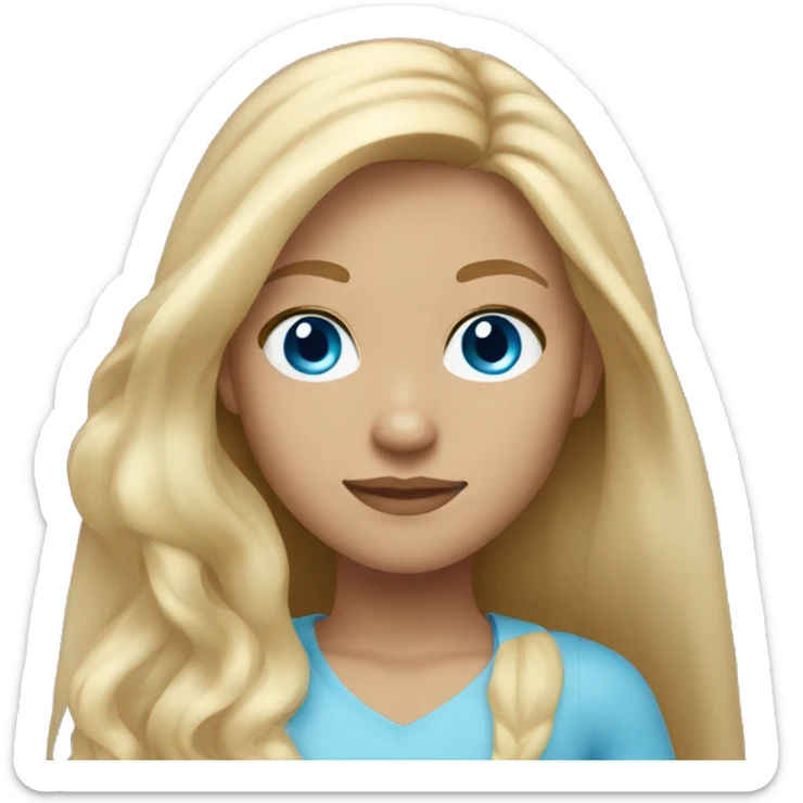 girl with blonde long hair and blue eyes and light tan skin tone  sticker