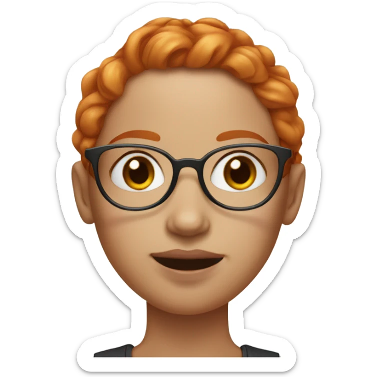 ginger woman with hazel eyes, glasses, septum, and eyebrow piercing and freckles sticker