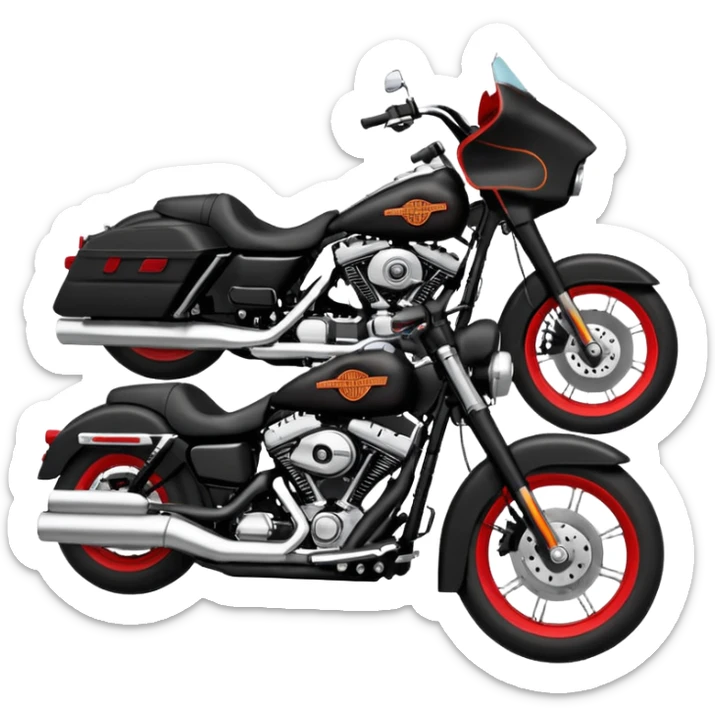 Emoji pequeno de uma moto estilo Harley-Davidson, nas cores preto com pequenos detalhes em vermelho. Design minimalista, traços fortes e visual agressivo. Adicionar o texto 'The Lost' na lateral da moto de forma integrada ao design. Fundo transparente. sticker