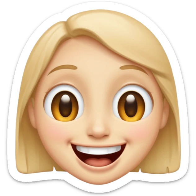 Emoji, laughing face with tears of joy, wide smile, big eyes sticker