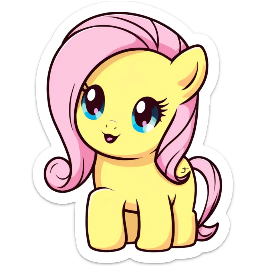 cute cartoon sticker of Fluttershy in pastel colors sticker
